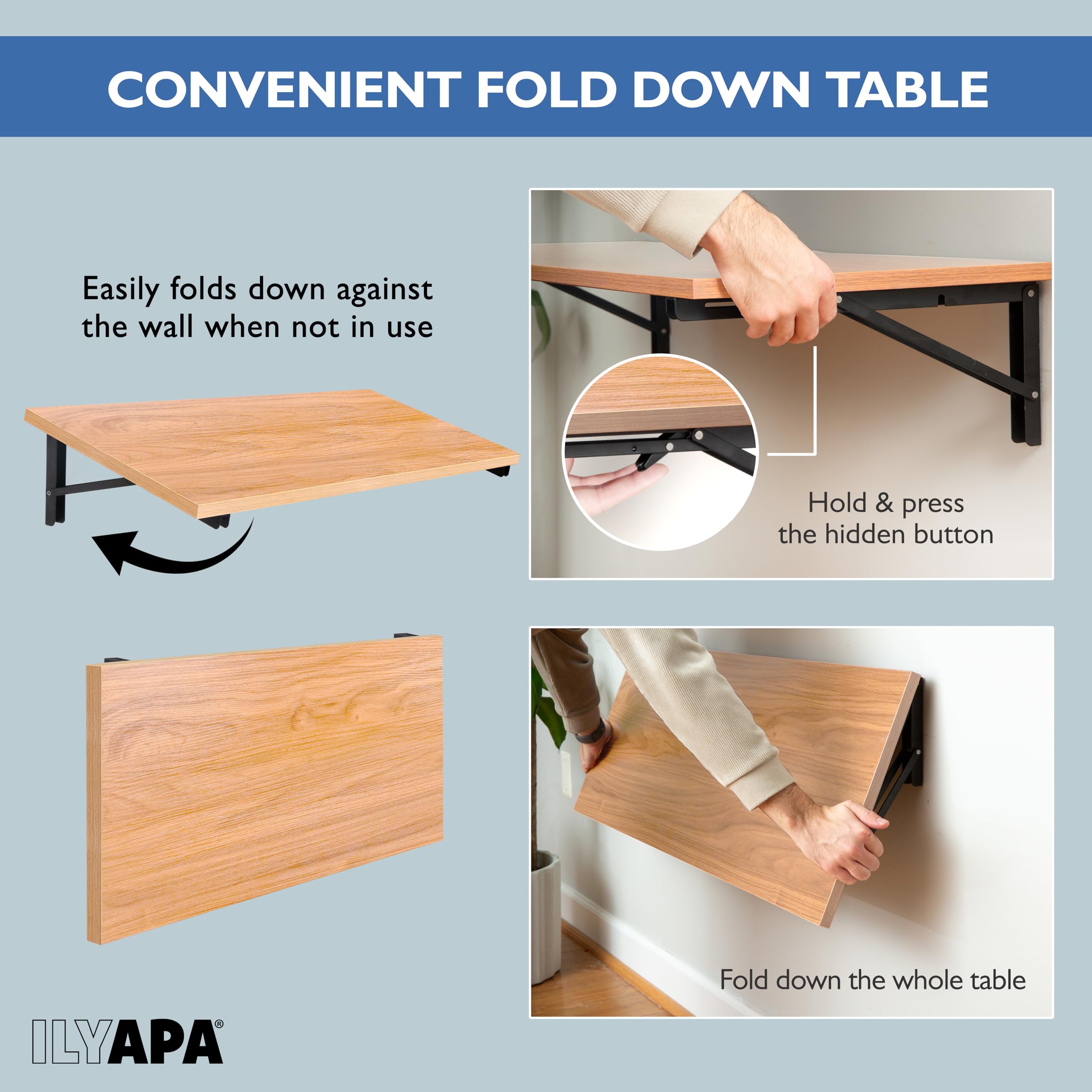 Amazon.com: Ilyapa Wall Mounted Folding Table - 16x40 Wood